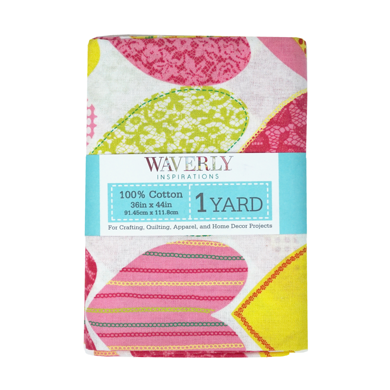 (2 Pack) Waverly Inspirations Cotton Fabric Hearts Magenta for Quilting & Sewing, 44" Wide