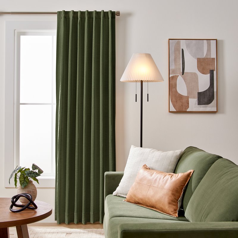 Blackout Curtain Panel - Textured Solid Polyester, 50x108 Inches, Multiple Colors