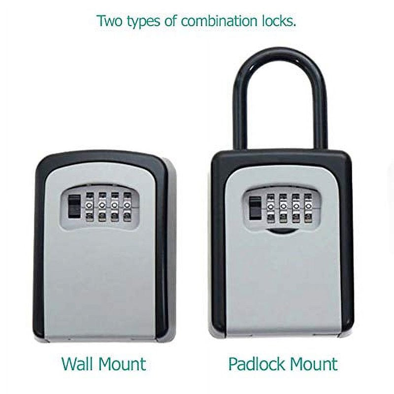 Heavy Duty Wall Mount Key Lock Box with 4-Digit Combination - Holds Up to 5 Keys