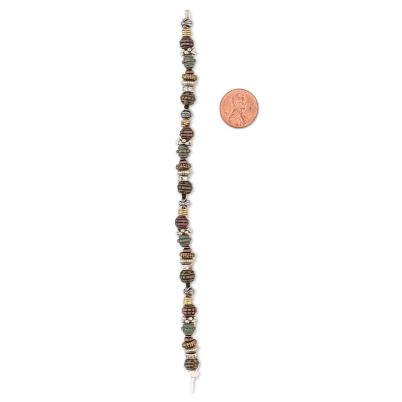Mixed Metal Bead Strand for DIY Jewelry Making 7 Inch - Assorted Shapes & Finishes