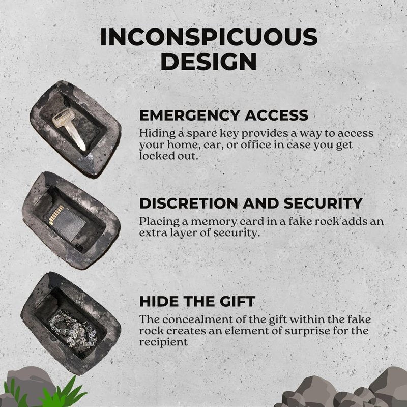 Realistic Rock Key Hider - Outdoor Weatherproof Spare Key Safe