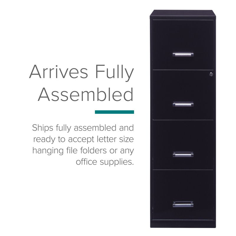 18-Inch Deep Metal File Cabinet with 4 Drawers, Lockable Office Storage