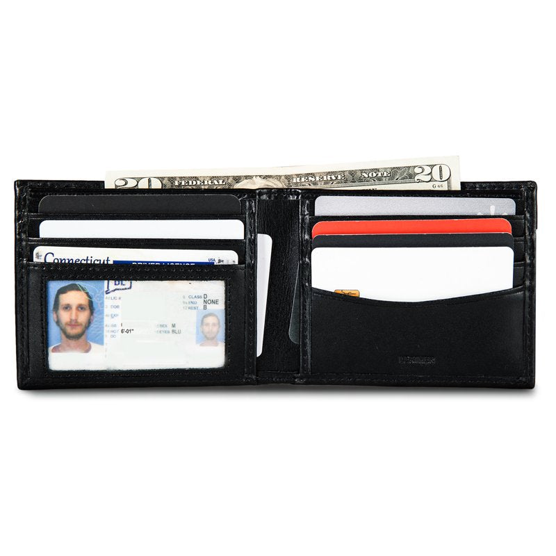Men's Leather Perforated Bifold Wallet with RFID Protection