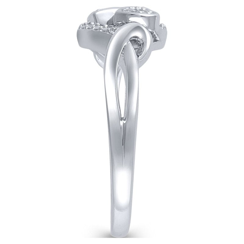 Natural Diamond Heart Ring in Sterling Silver - 1/20 Carat for Women