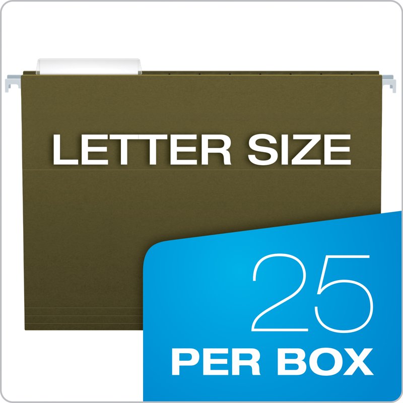 Recycled Letter Size Hanging Folder, Green, 1/3 Cut, 25 Pack