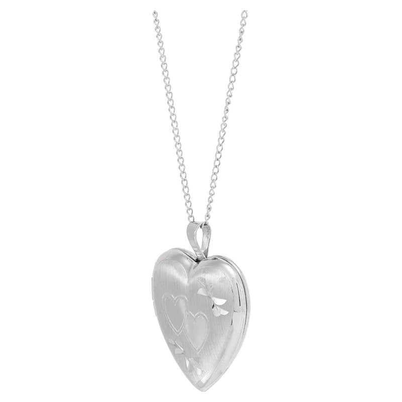 Sterling Silver Double Heart Locket Pendant - 18-Inch Chain Gift Jewelry