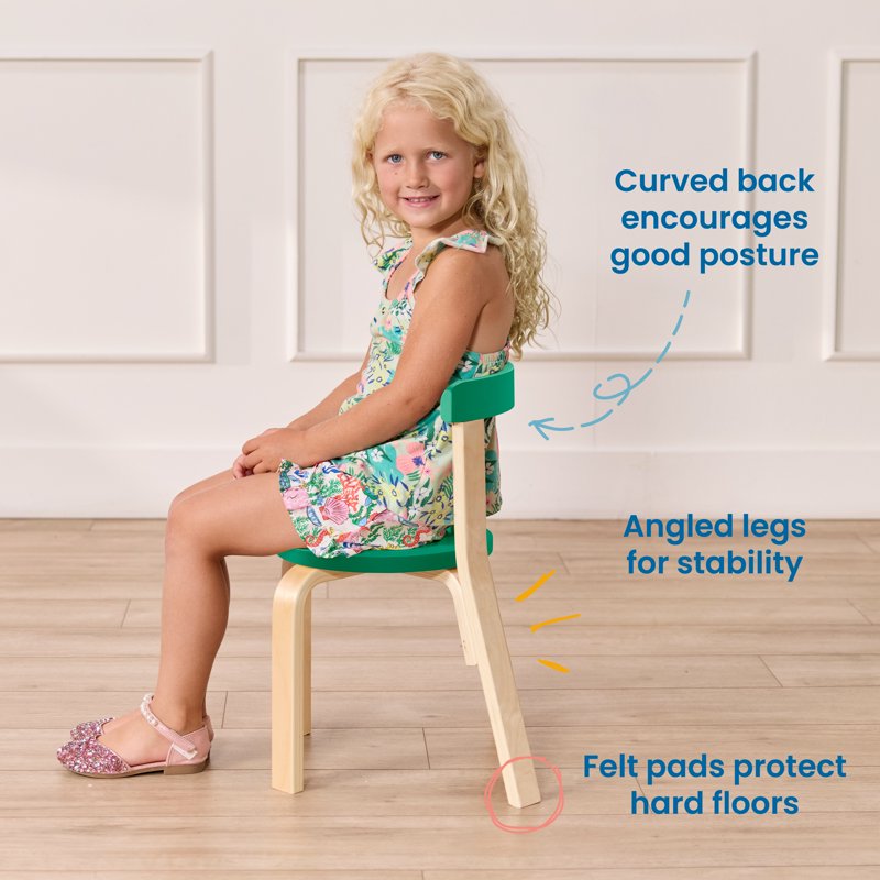 Kids Bentwood Table and Chair Set - 5-Piece Child Furniture for Playroom or Classroom