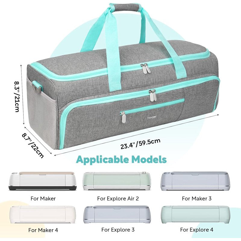 Large Travel Storage Bag for Cricut Maker & Explore Series - Gray & Green