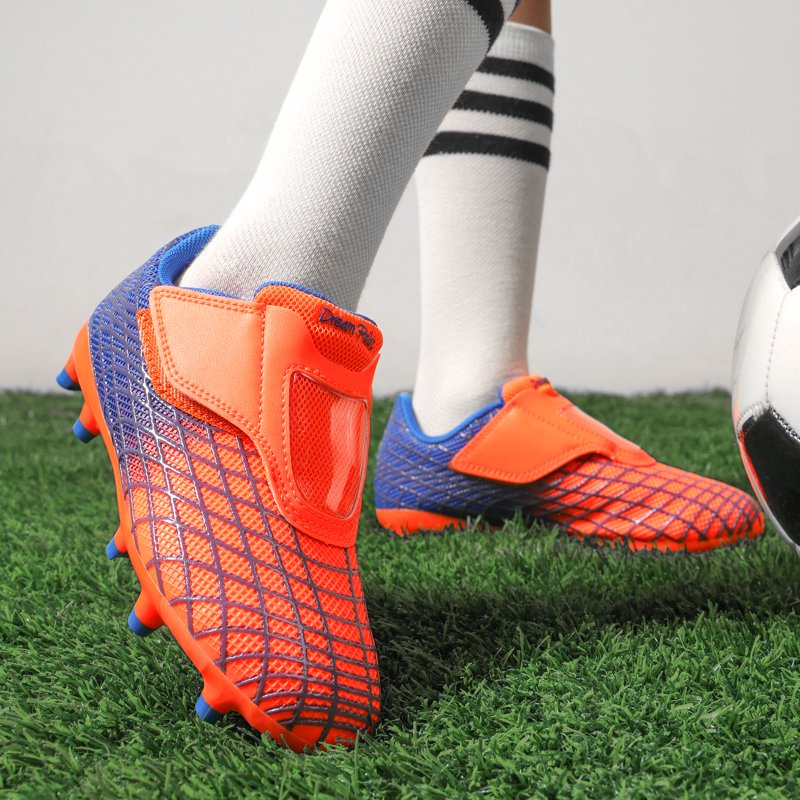 Dream Pairs Kids Soccer Cleats - Orange/Blue, Hook & Loop