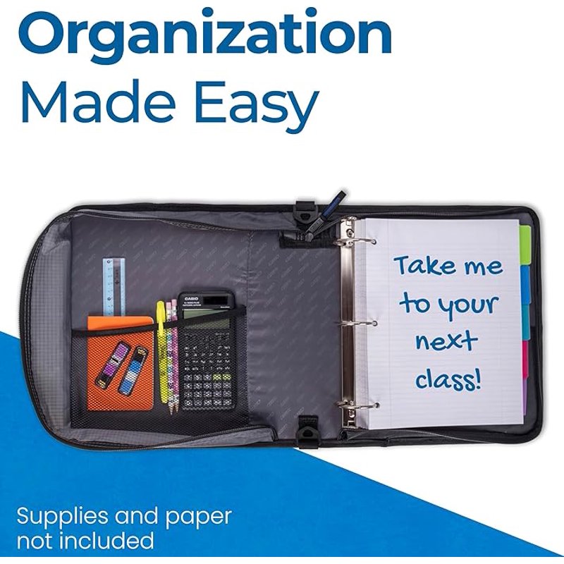 Universal Zipper Binder with 2-Inch Padded Laptop Pocket - Multiple Colors