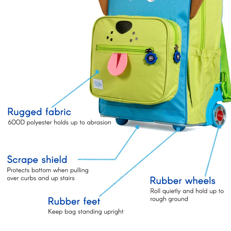 Kids Rolling Backpack for School & Travel - Toddler Suitcase with Wheels