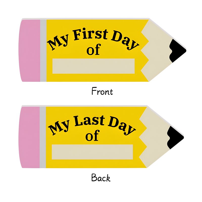 Double Sided First and Last Day of School Sign - Reusable Wooden Chalkboard for Preschool to 6th Grade Photo Prop