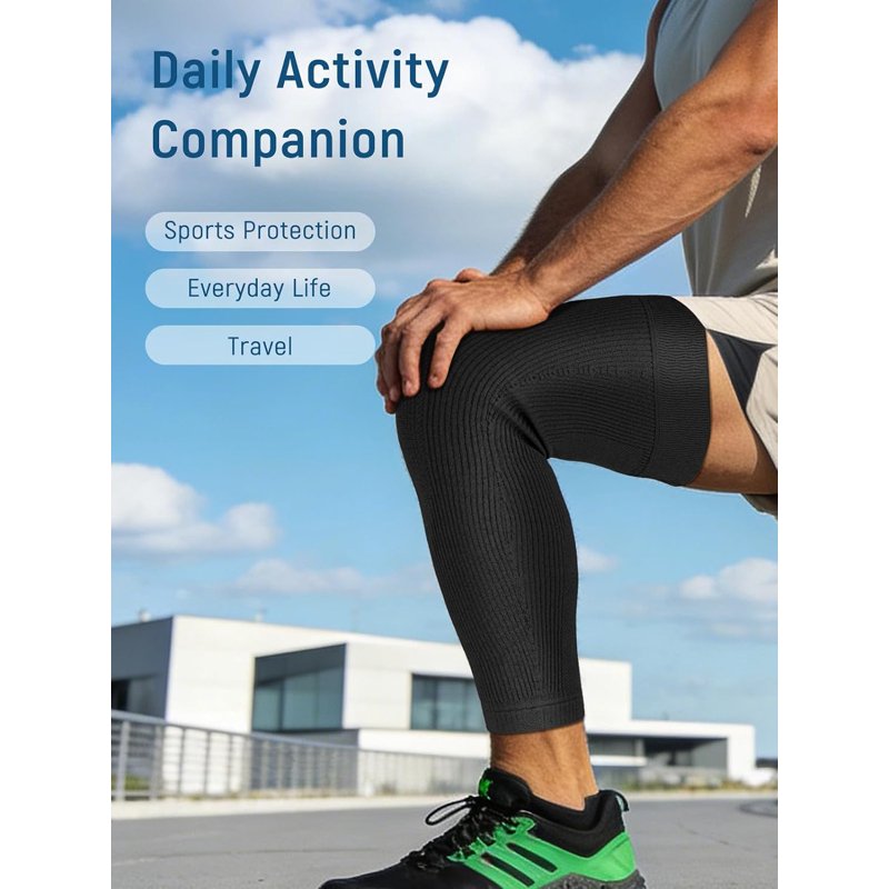 Full Leg Compression Sleeve for Athletic Recovery and Support, Fits Thigh, Knee & Calf