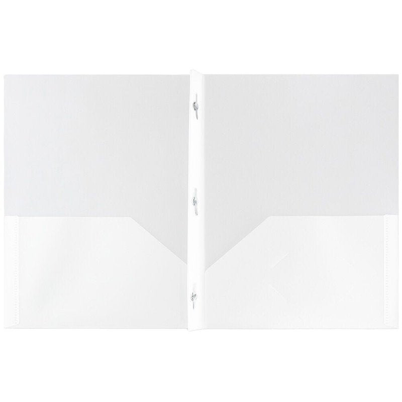 Plastic Pocket Folders with Metal Prongs & Clasps - 3 Pack, 9.5 x 11.5 Inches, Clear