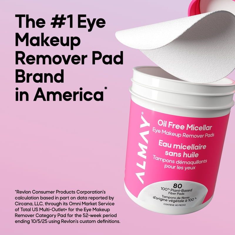 Micellar Eye Makeup Remover Pads - Gentle, Hypoallergenic, Fragrance-Free, 3 Pack