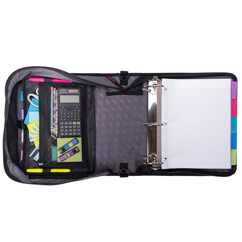 Large Capacity Zipper Binder with Shoulder Strap - 4 Inch D-Rings & Multiple Pockets