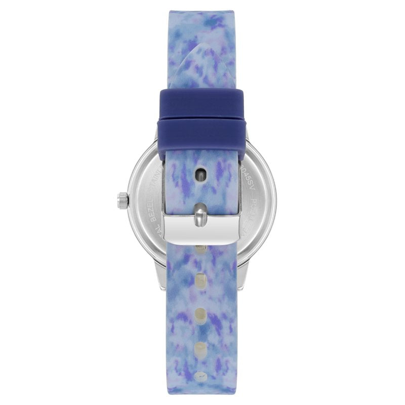 Women's Casual Watch with Blue Silicone Strap and White Dial - Water Resistant