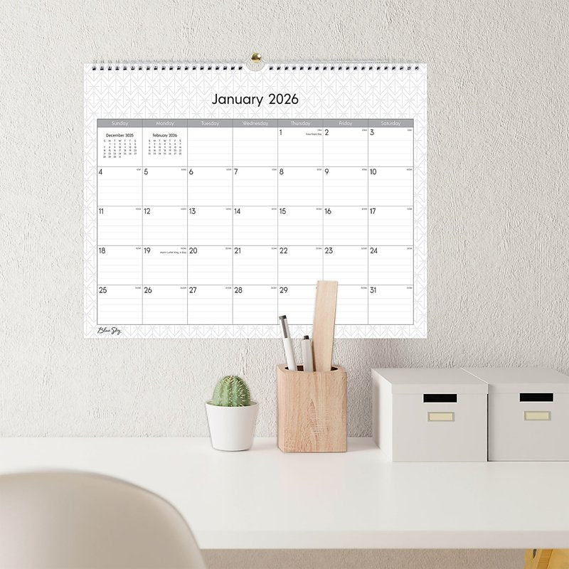 2026 Blue Sky Monthly Wall Calendar 15x12 Inches - January to December