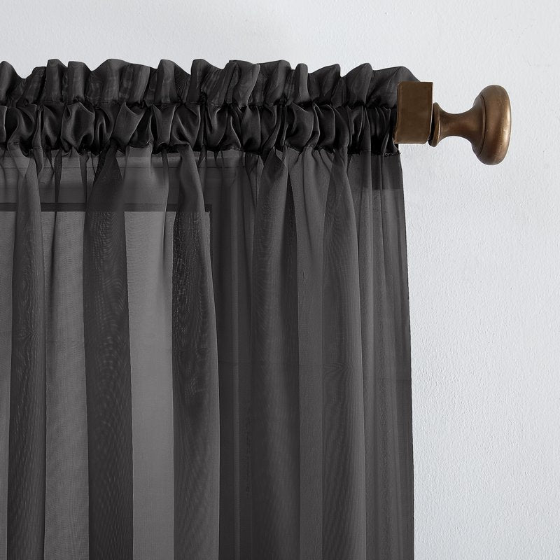 Sheer Voile Curtain Panel - Light Filtering Window Treatment, 84 Inch Width