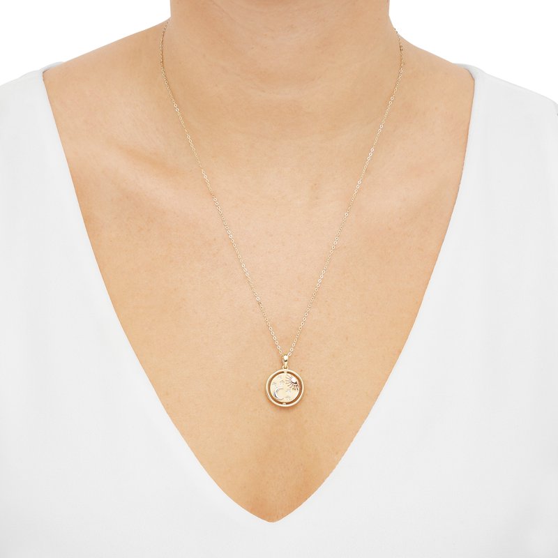 Sterling Silver and Gold Plated Reversible Sun & Moon Pendant Necklace 20"
