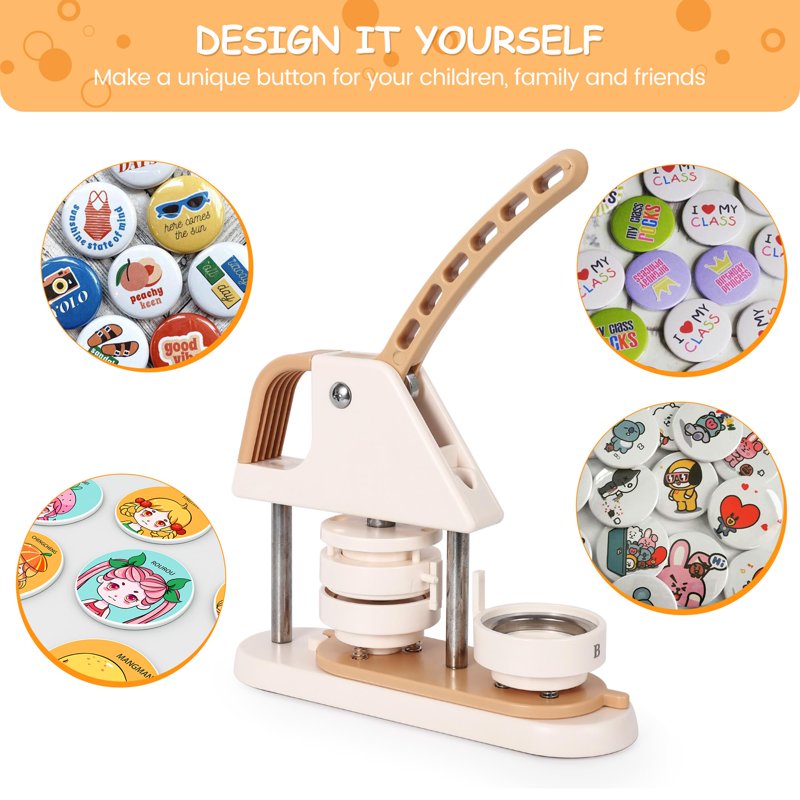 DIY Button Maker Machine 58mm with 100 Button Parts & Cutting Tool