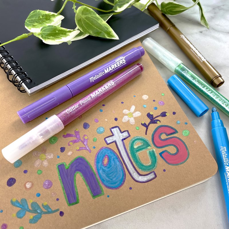 12-Color Metallic & Glitter Art Markers for Kids and Adults