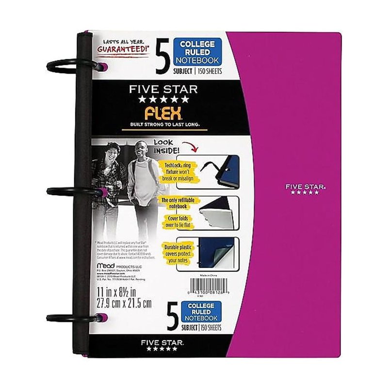 Five Star Refillable 5-Subject Notebook 8.5 x 11 - College Ruled, 150 Sheets