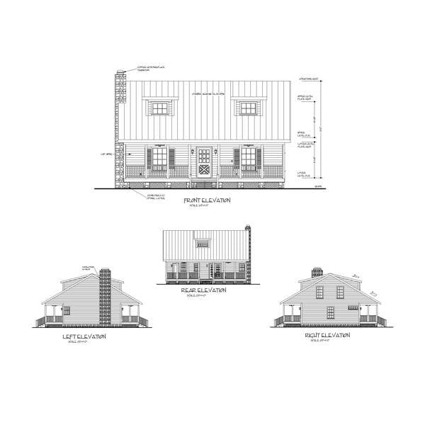 Architectural House Blueprints for Cottage Home with Basement - 5 Printed Sets