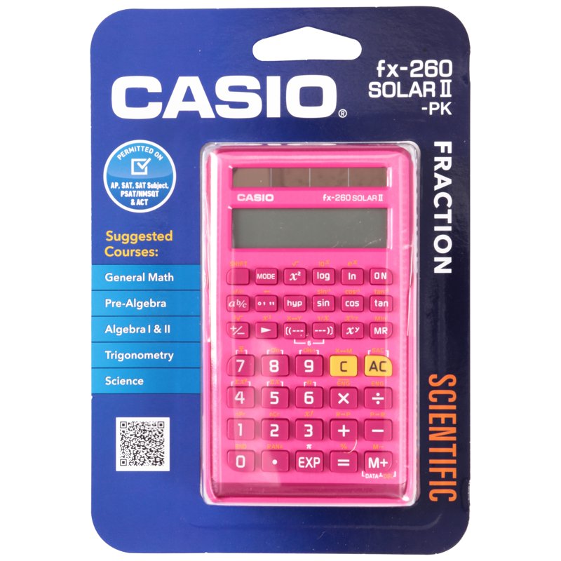 Scientific Calculator Pink Solar Power 144 Functions for Math & Science