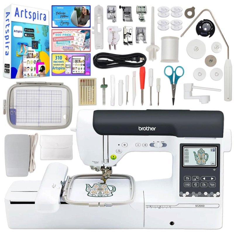 Brother SE2000 Embroidery and Sewing Machine with Deluxe Thread & Accessories