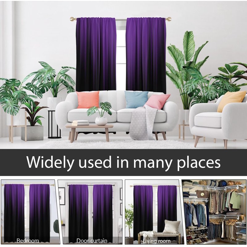 Modern Gradient Ombre Window Curtains 52x84 Inch - 2 Panels, Living Room & Bedroom Drapes