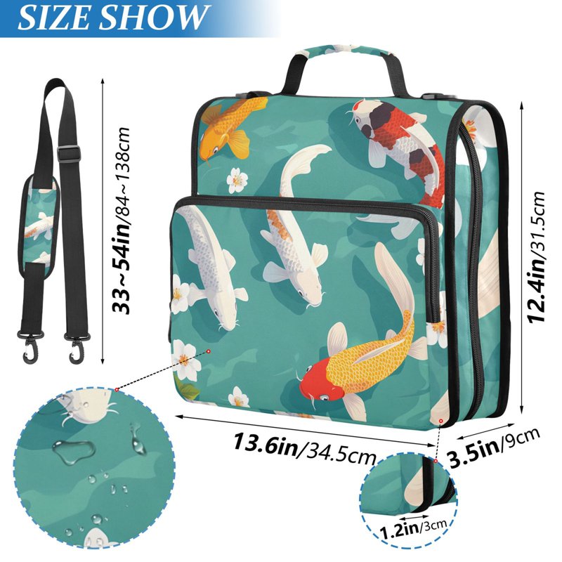 Waterproof 3-Ring Zipper Binder with Shoulder Strap - 2 Inch Capacity, Holds 500 Sheets