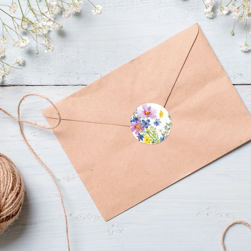 Current Floral Frames Seals (4 Designs) Set of 24 1.5" Envelope Stickers