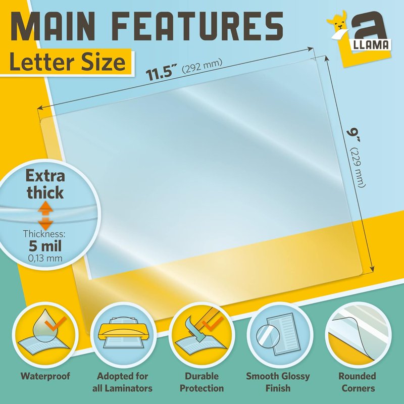 9 x 11.5 Inch Thermal Laminating Pouches - 20 Pack, 5 Mil Thickness for Letter Size Documents