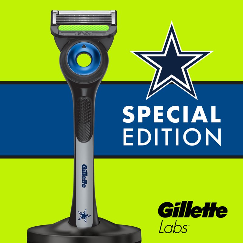 Gillette Razor Bundle with Magnetic Stand and 8 Blade Refills - Cowboys Gameday Edition