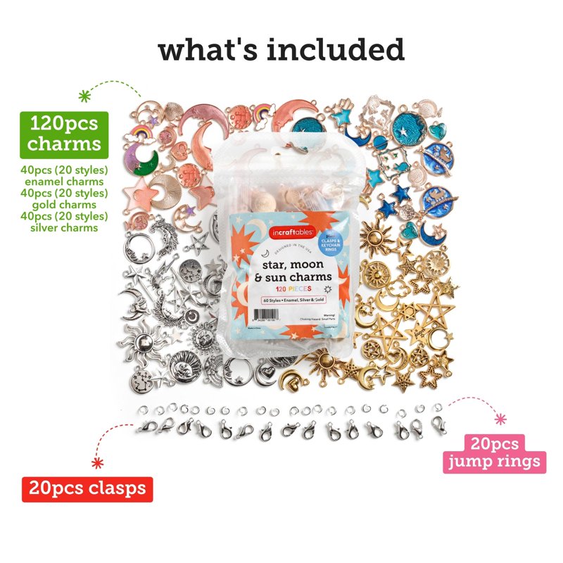 Assorted Charms and Pendants for DIY Jewelry Making - 120 Pieces