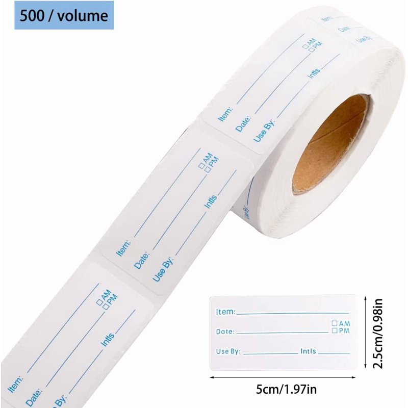 Removable Food Labels Set - 1000 Pieces, 1x2 Inch Date Stickers for Freezer & Refrigerator