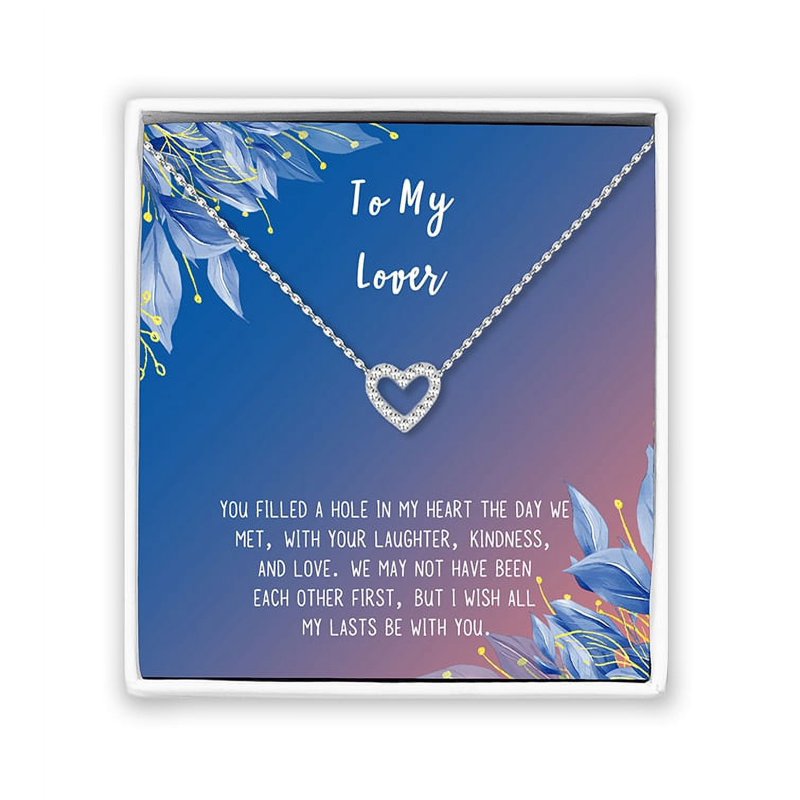 Personalized Lover Necklace Gift for Her - Crystal Heart Pendant, Silver & Gold Options