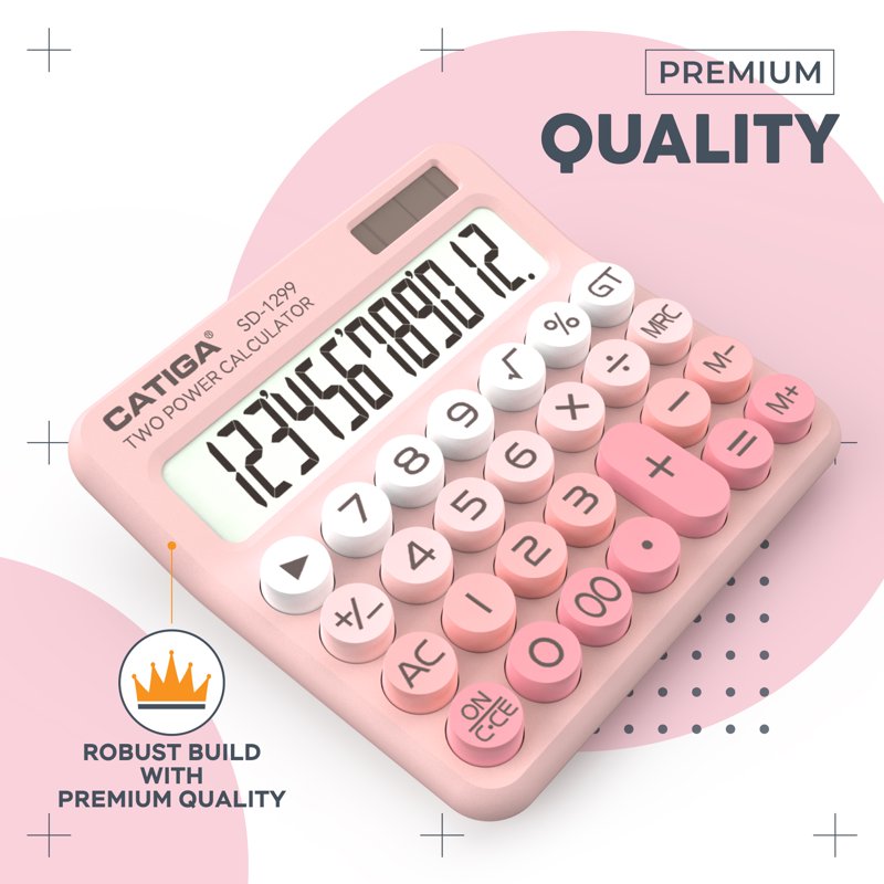 Mechanical Switch Calculator with Dual Power & Retro Design - 12-Digit Desktop Calculator