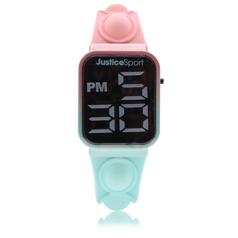 Kids Silicone Watch and Bracelet Set in Pastel Colors with Popper Toy