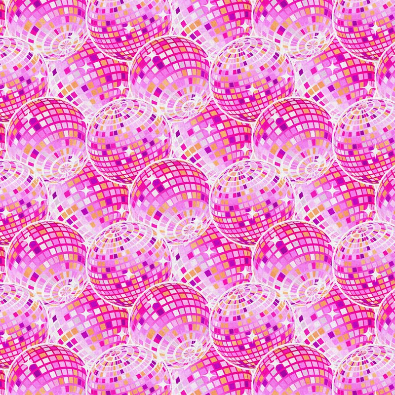 Pink Cotton Disco Ball Fabric — 42 Inch Wide for Sewing & Crafts