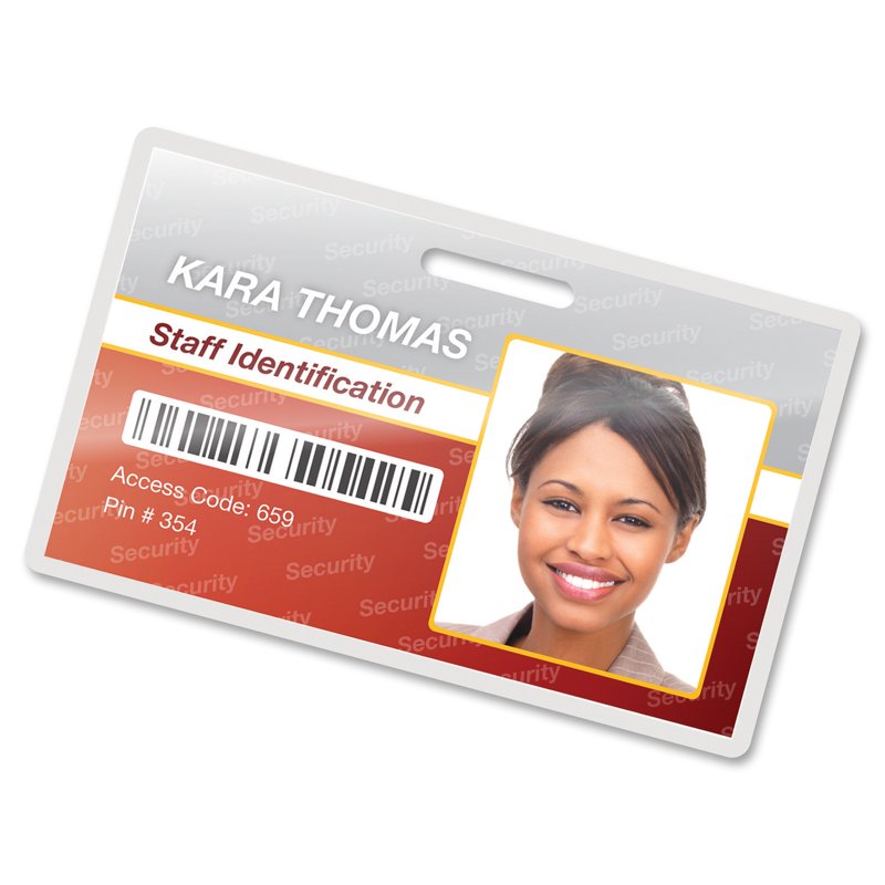 ID Badge Laminating Pouches - Glossy, Punched, 5 Mil Thickness, 100 Pack
