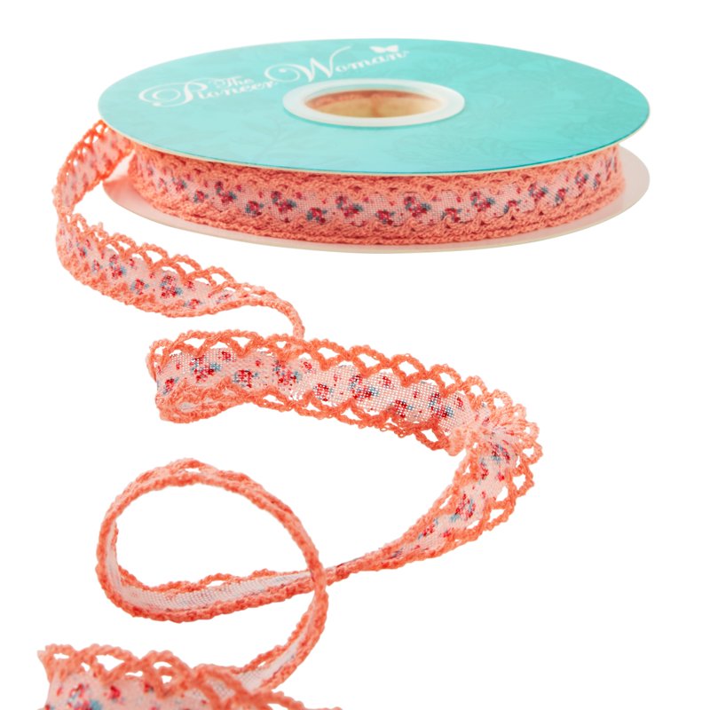 Cotton Crochet Scalloped Edge Ribbon for Crafts & Gift Wrapping - 7/8" x 20 Yards
