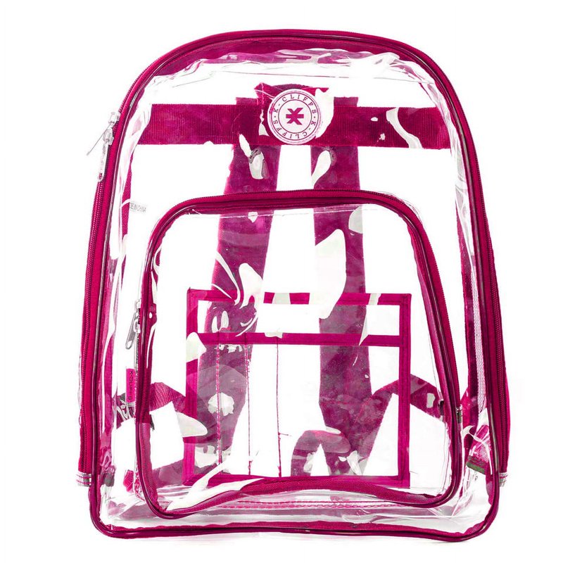Unisex Clear PVC School Backpack 17 Inches with Heavy Duty Zippers & Side Mesh Pockets