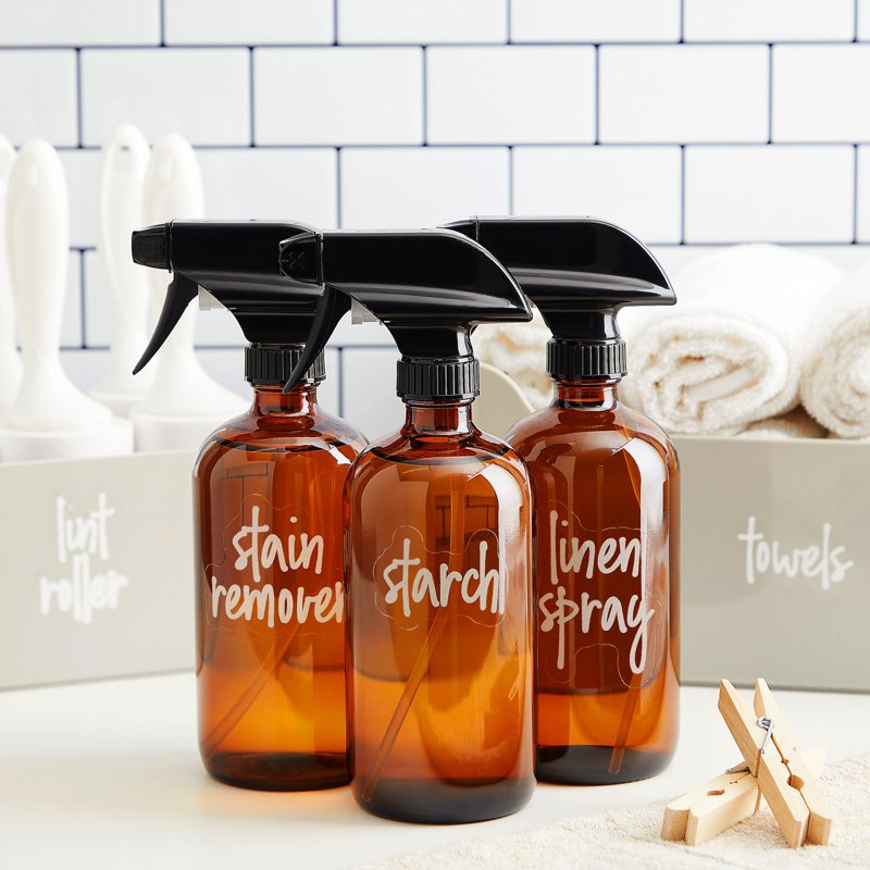 Preprinted Laundry Labels for Jars & Containers - White Script Stickers, Water-Resistant