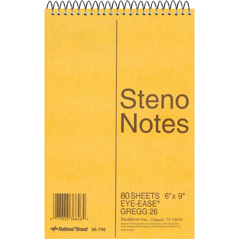 Eye-Ease Steno Notebook with Rigid Cover, Gregg-Ruled, 80 Sheets — Pack of Multiple