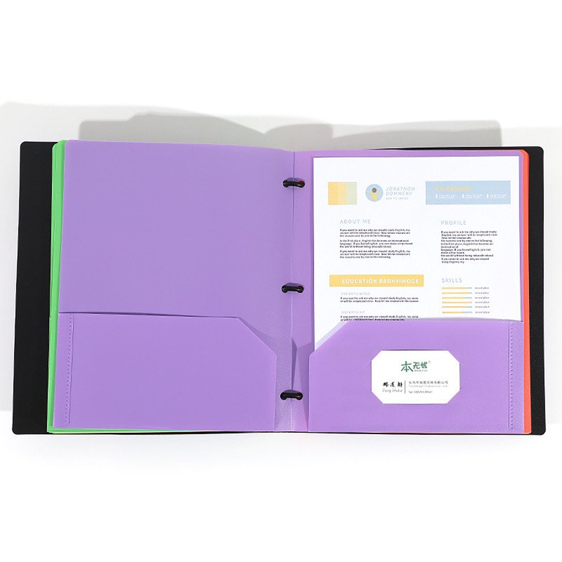 2-Pocket Plastic File Folders with Prongs - Colorful Heavy Duty Organizer Set