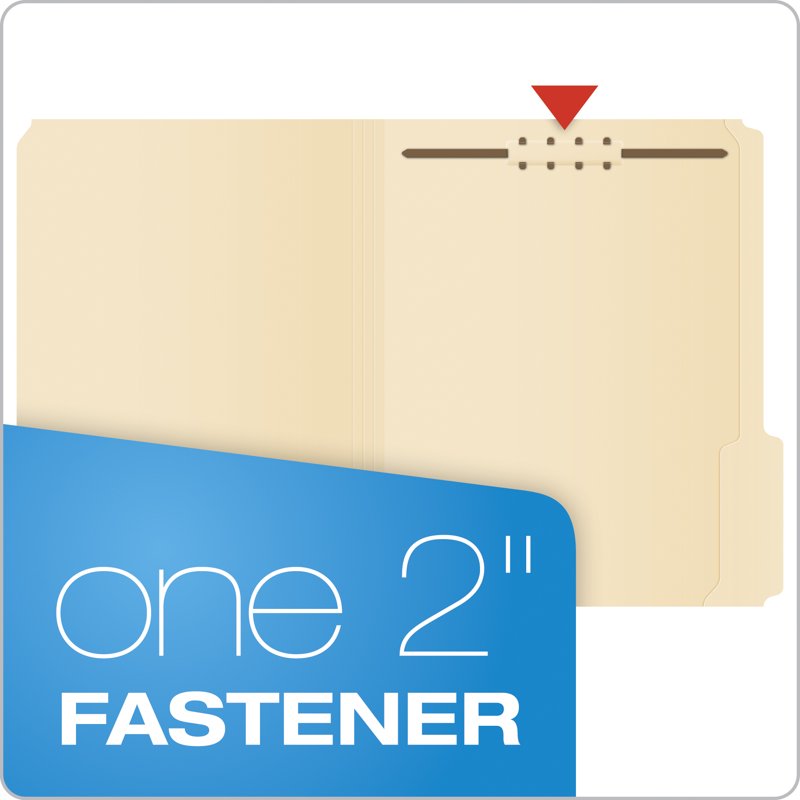 Manila Fastener Folders Letter Size with 1 Fastener 1/3 Cut 50 Pack