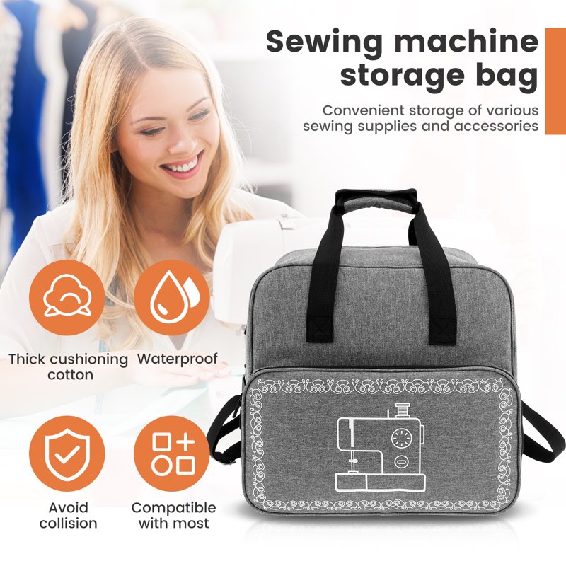 Sewing Machine Carrying Case with Storage Organizer & Adjustable Shoulder Strap