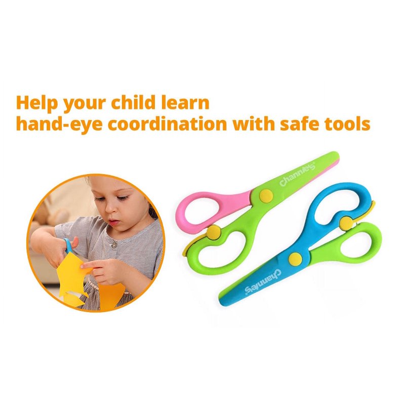 Kids Safety Scissors for Preschool Ages 3-5, 2-Pack, Child Safe Blunt Tips